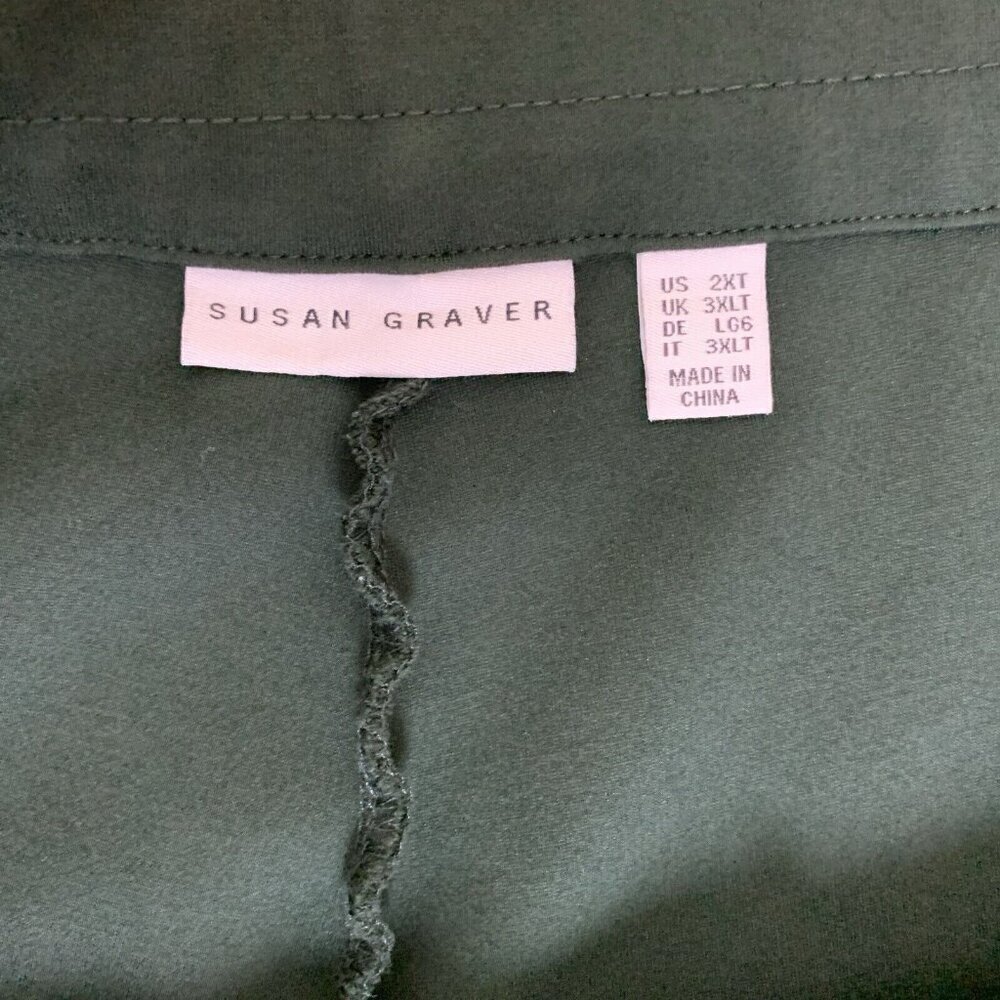 Susan Graver Womens Pants 2X Tall Pull On Green Stretch Smart Ponte Slim Leg - Picture 2 of 15